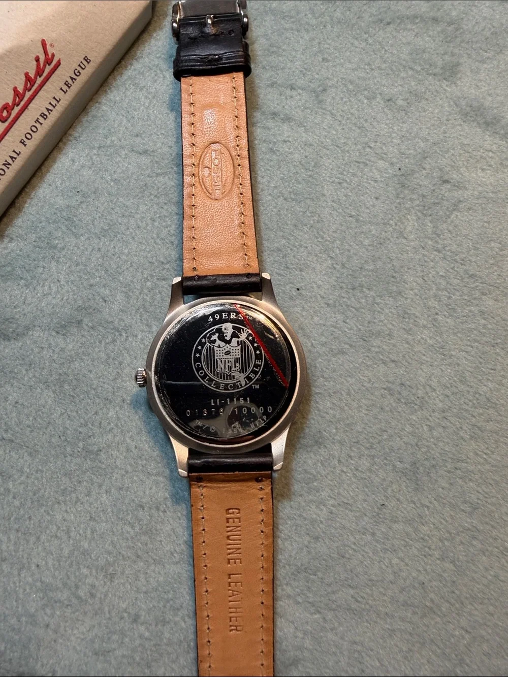 Fossil Men's Red Dial San Francisco 49ers 1994 Limited Edition Leather Watch